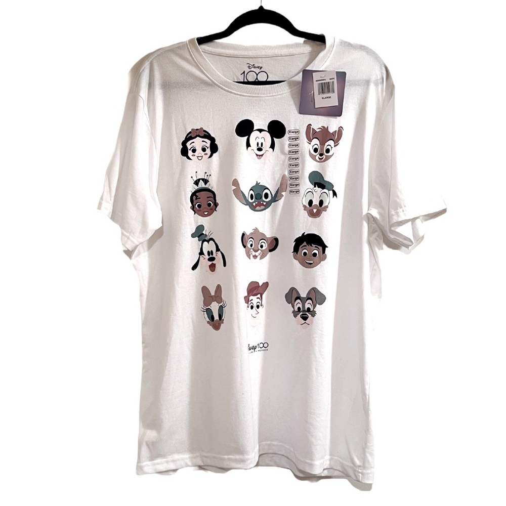 Disney 100 Years of Wonder Famous Faces Muted Cute Cotton T-Shirt Size XL